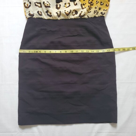 Nicole Miller Women's Leopard Print Top Black Bottom Cold Shoulder Dress Size 8 - Picture 12 of 13
